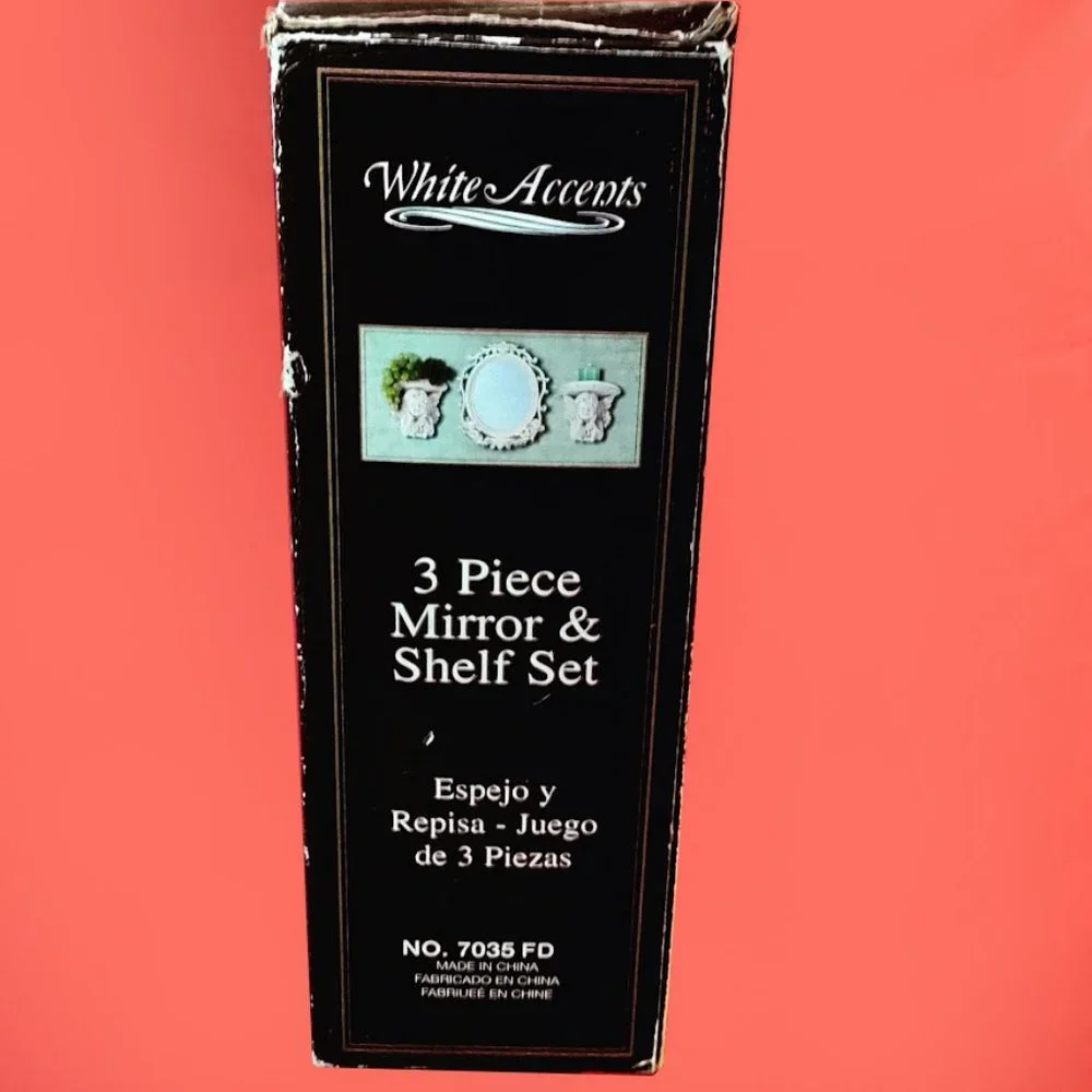 White Accents 3 Piece Mirror & Shelf Set ALCO Industries